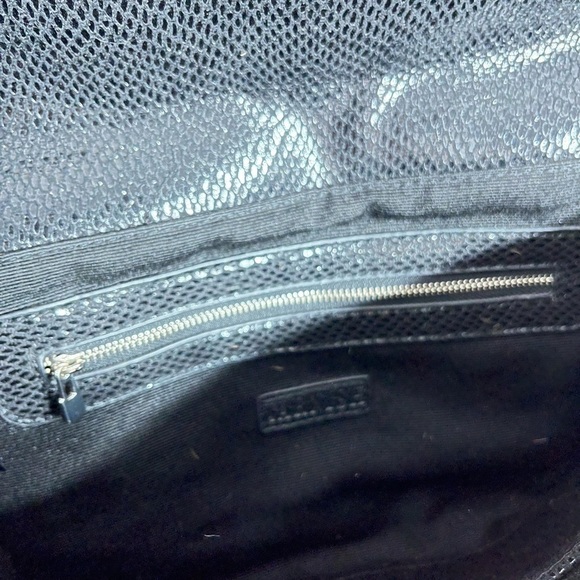 TARNISH Black Leather Flap Over Cross Body Bag With Removeable Chain Str… - Picture 10 of 12